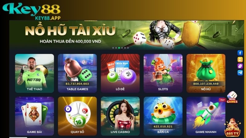 Giao diện Key88 đẹp mắt
