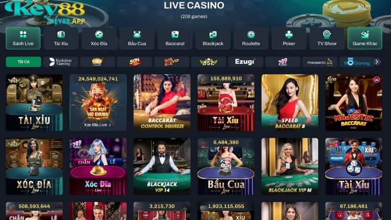 Sảnh live casino Key88 cực hấp dẫn